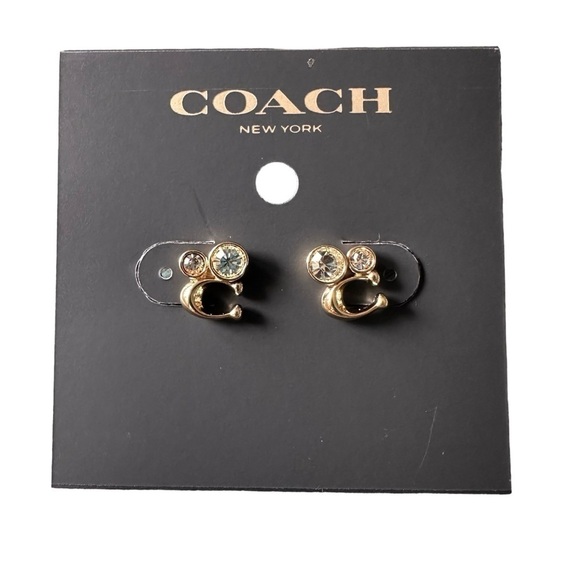 Coach Signature Crystal Cluster Stud Earrings - Picture 4 of 6